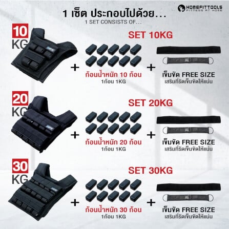 เสื้อถ่วงน้ำหนัก Calisthenic Homefittools รุ่น 20kg_5